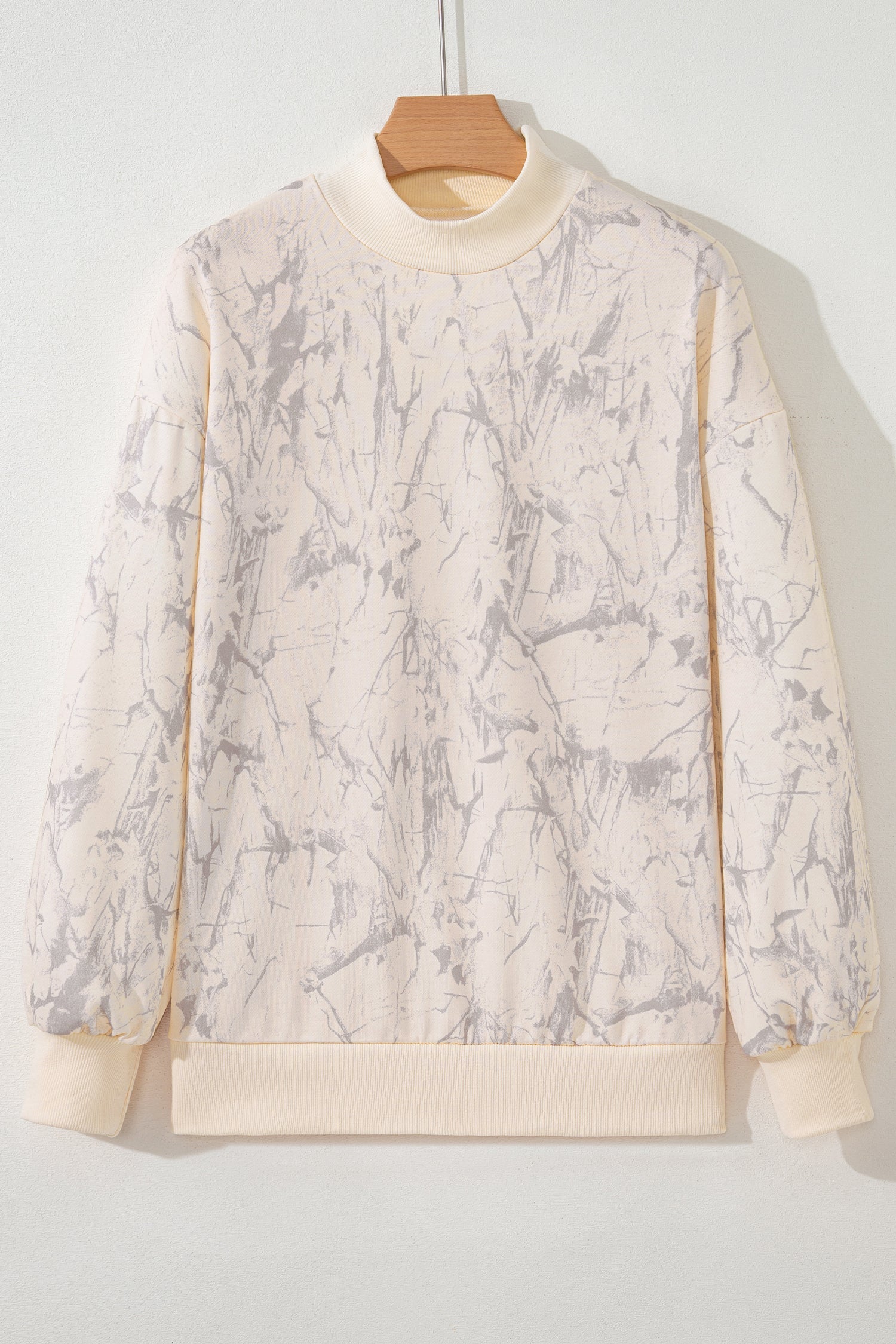 Camo Mock Neck Baggy Sweatshirt - Khaki / S - Tops/Sweatshirts & Hoodies