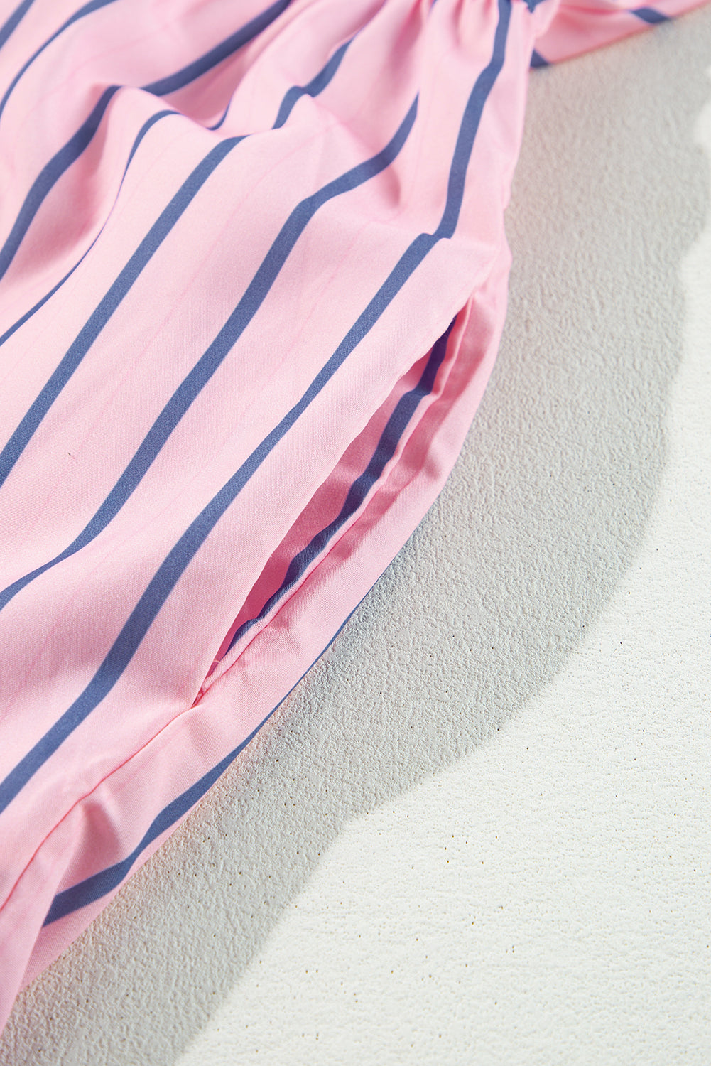 Pink Stripe Ruffled Hem Button-up Collared Shirt Mini Dress Beagle Boutique Fashion Outlet