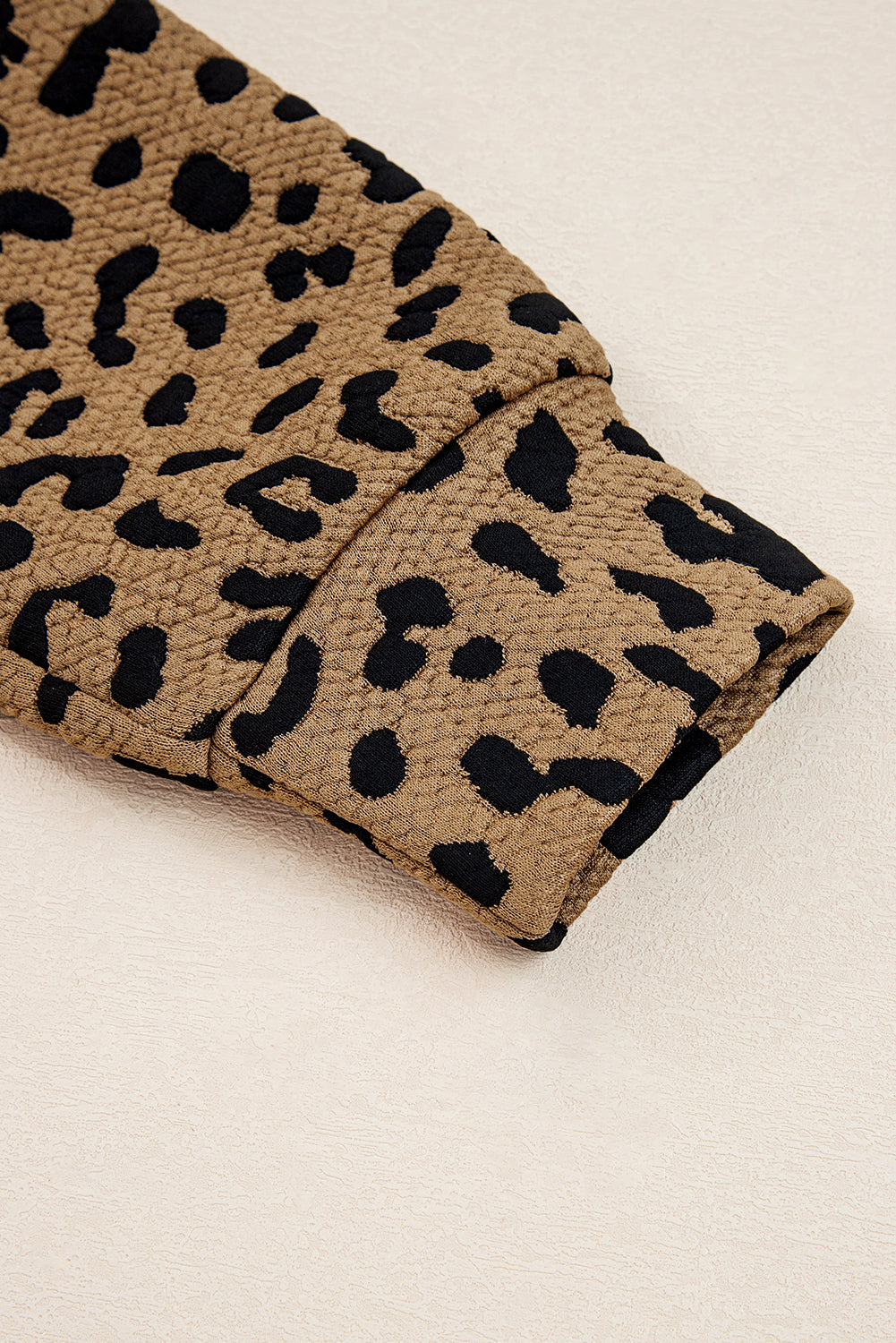 Leopard Print Quarter Zip Sweatshirt - Tops/Sweatshirts & Hoodies