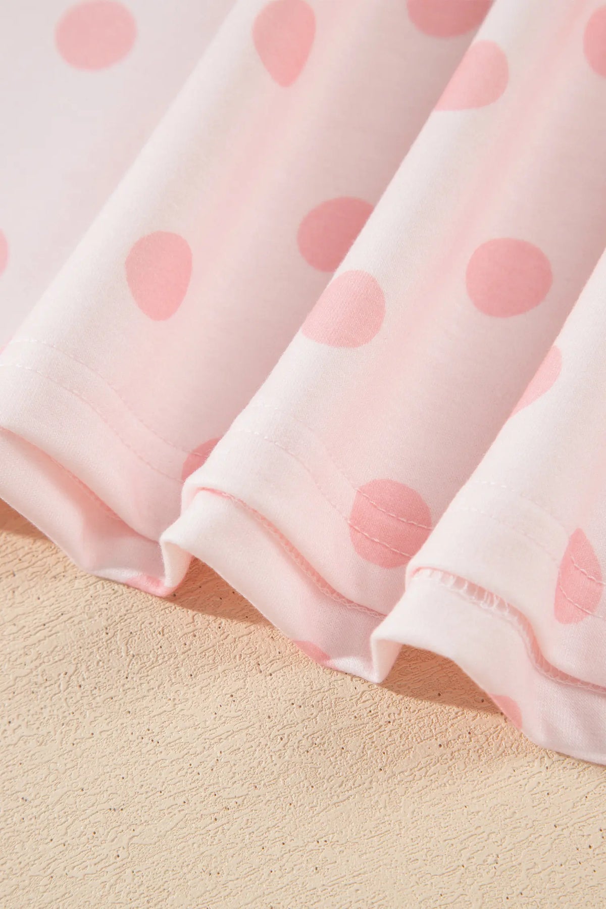 Polka Dot Drop Shoulder Polo Loose Pullover Patch Pocket Casual Shorts Set – Pink