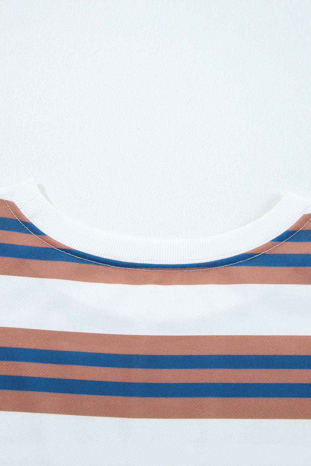 Stripe Crew Neck Drop Shoulder Pullover Sweatshirt - eAura