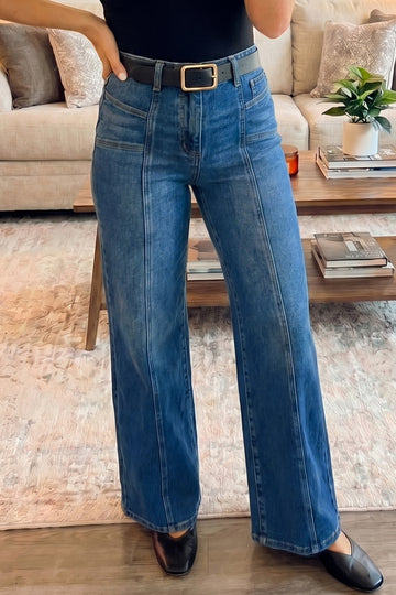 Tailored Seam Detail Shift Jeans – Sky Blue