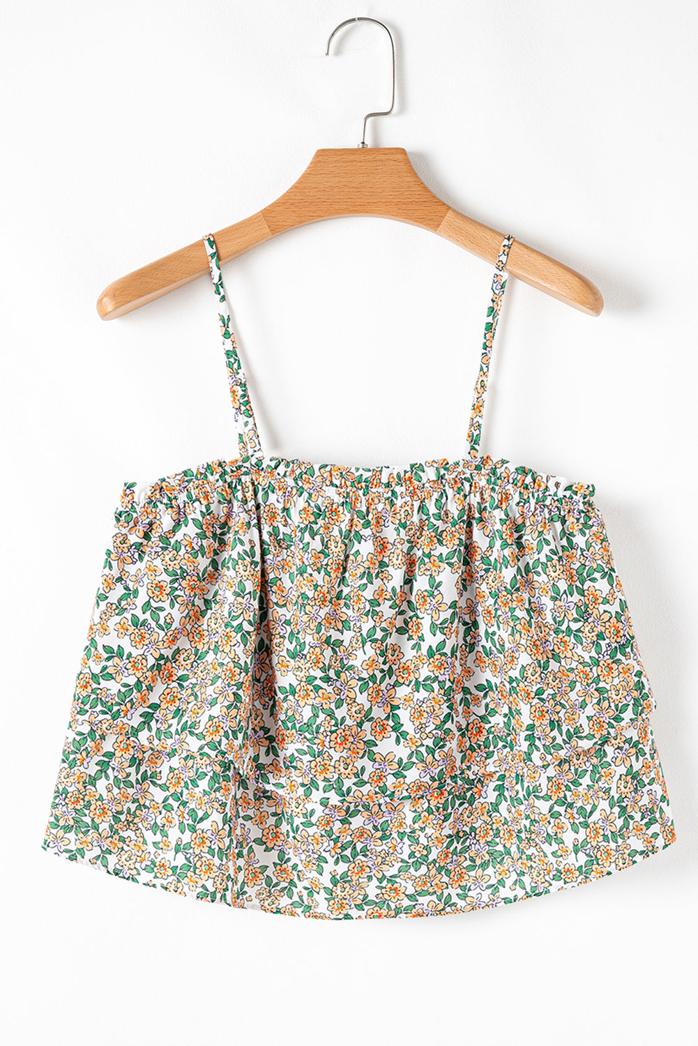 Boho Floral Spaghetti Strap Ruffle Summer Top eAura