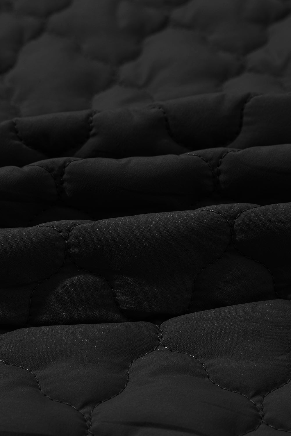 Flower Shape Quilted Snap Button Zip Up Winter Vest Vest - eAura