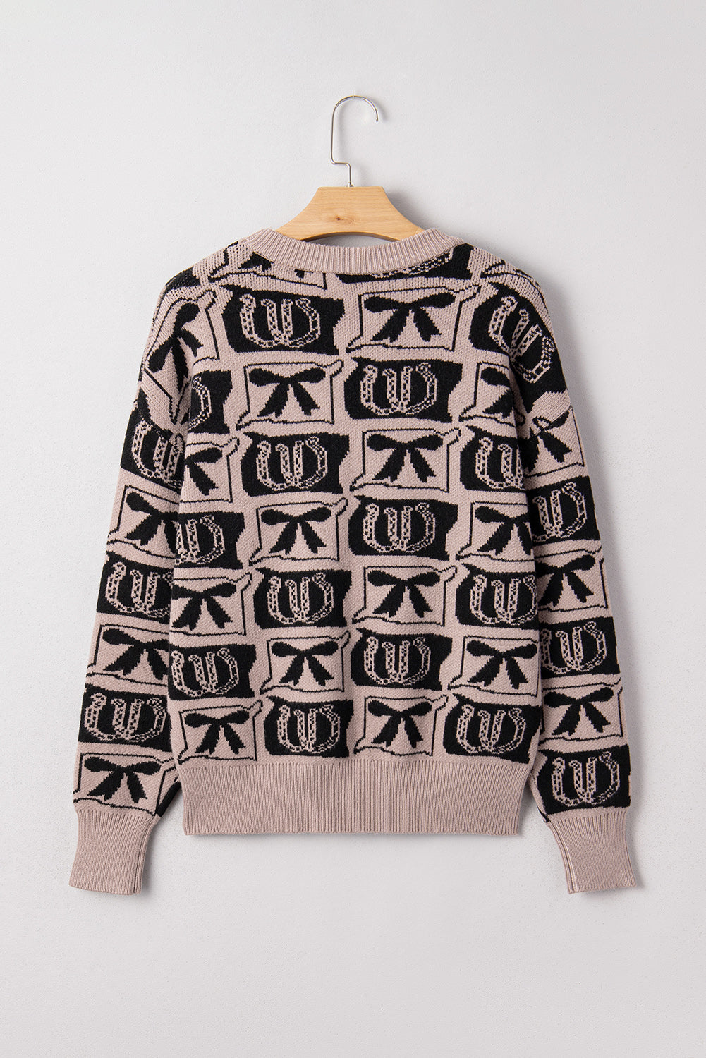 Bows & Horseshoes Pattern Western Fashion Print Sweater eAura