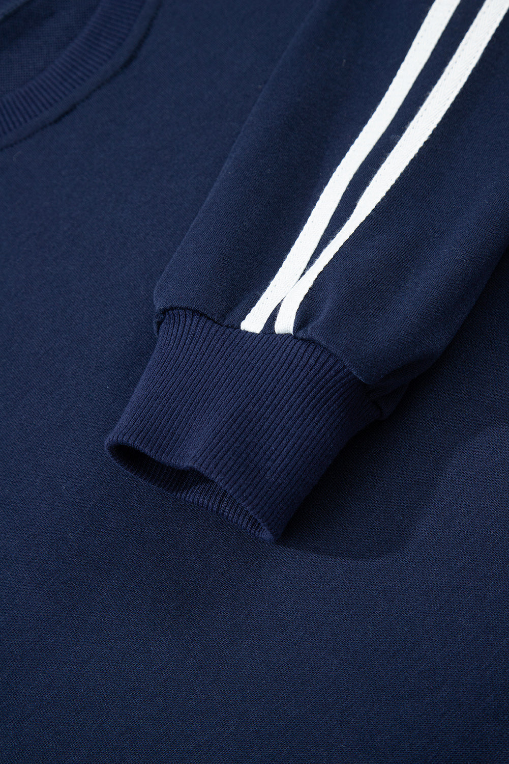 Varsity Striped Detail Crewneck Pullover Elastic Sweatpants 2pcs Co-ord eAura