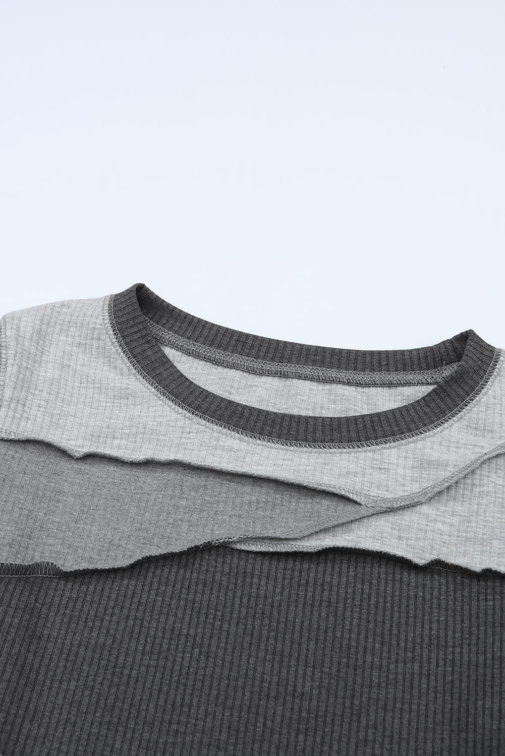 Exposed Seam Colour Block Rib Knit Top eAura