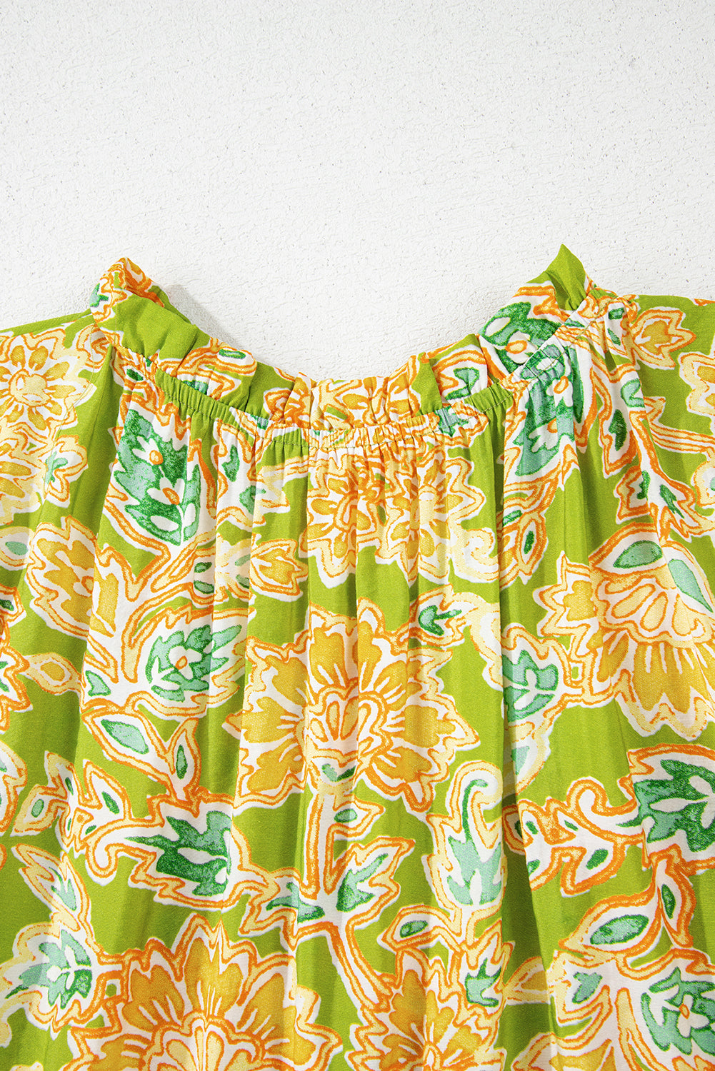 Paisley Print Contrast Bubble Sleeve Patchwork Blouse eAura