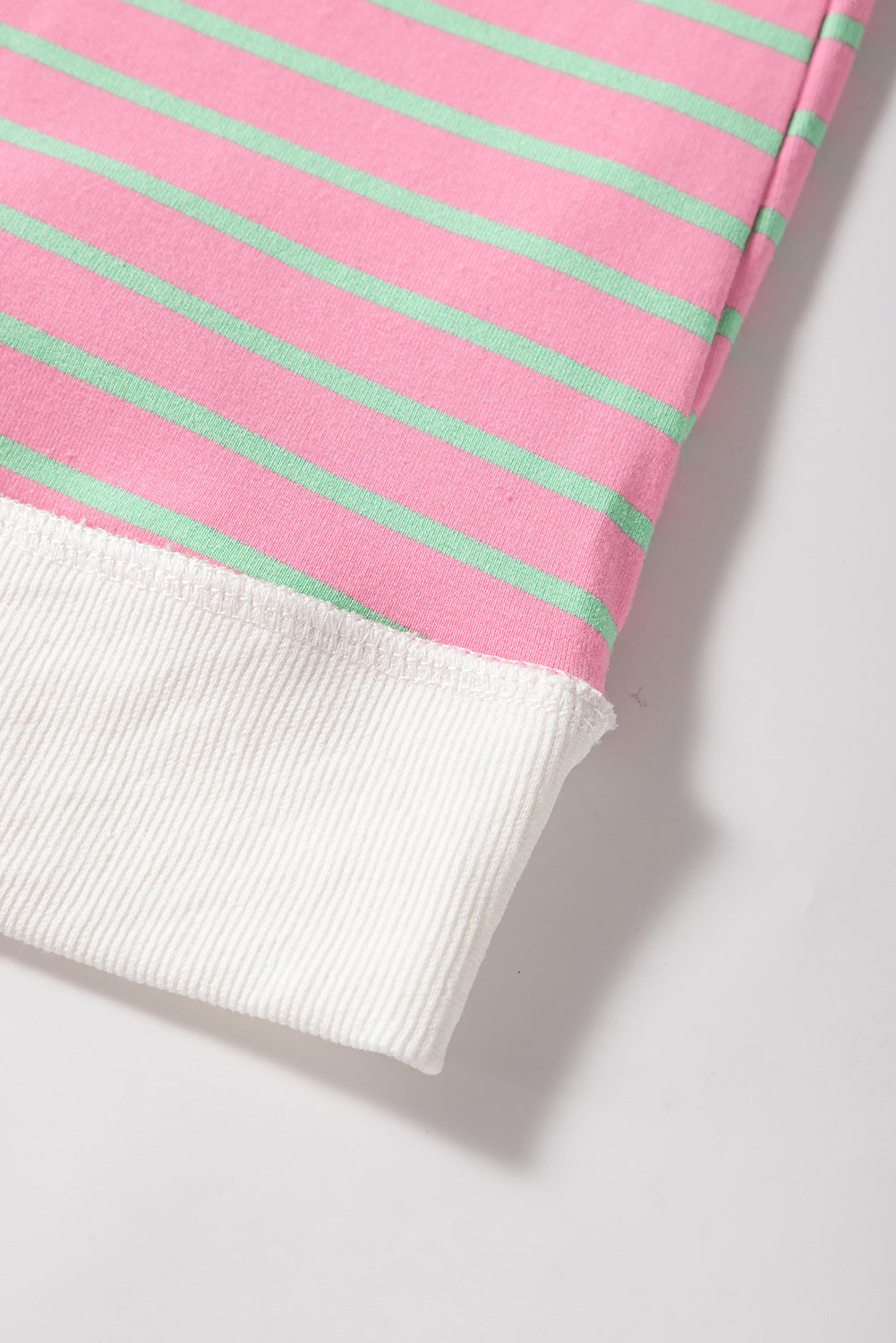 Pink Striped Crew Neck Cap Sleeve T Shirt - eAura