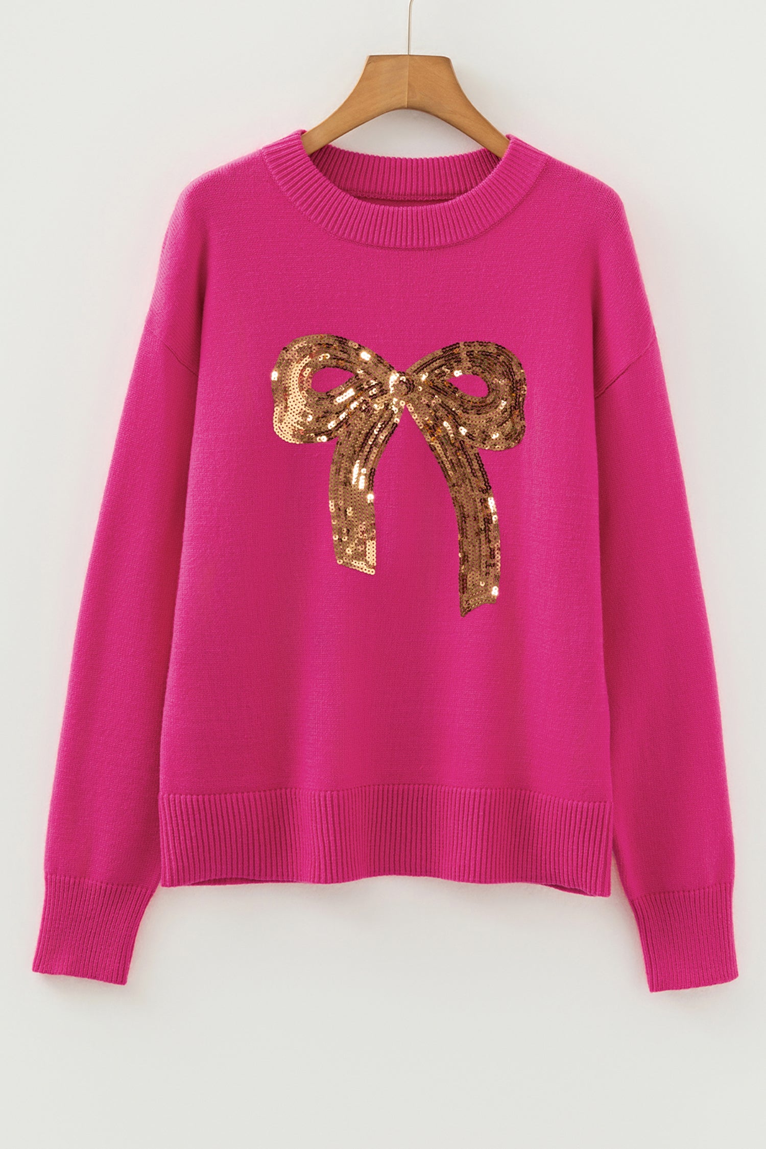Sequinned Bow Graphic Christmas Holiday Sweater