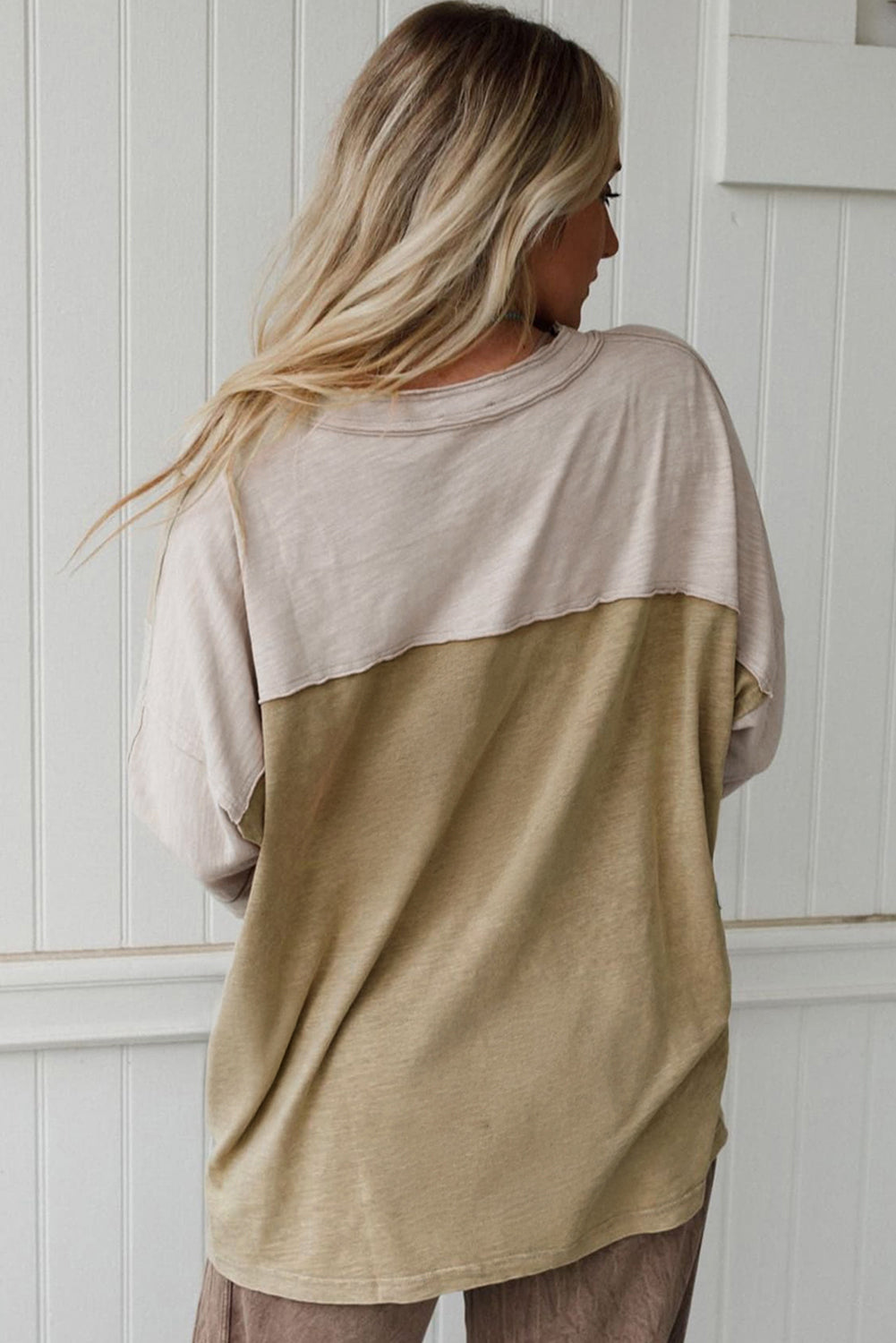 Flower Patched Exposed Seam Bracelet Sleeve Oversized T-Shirt - eAura