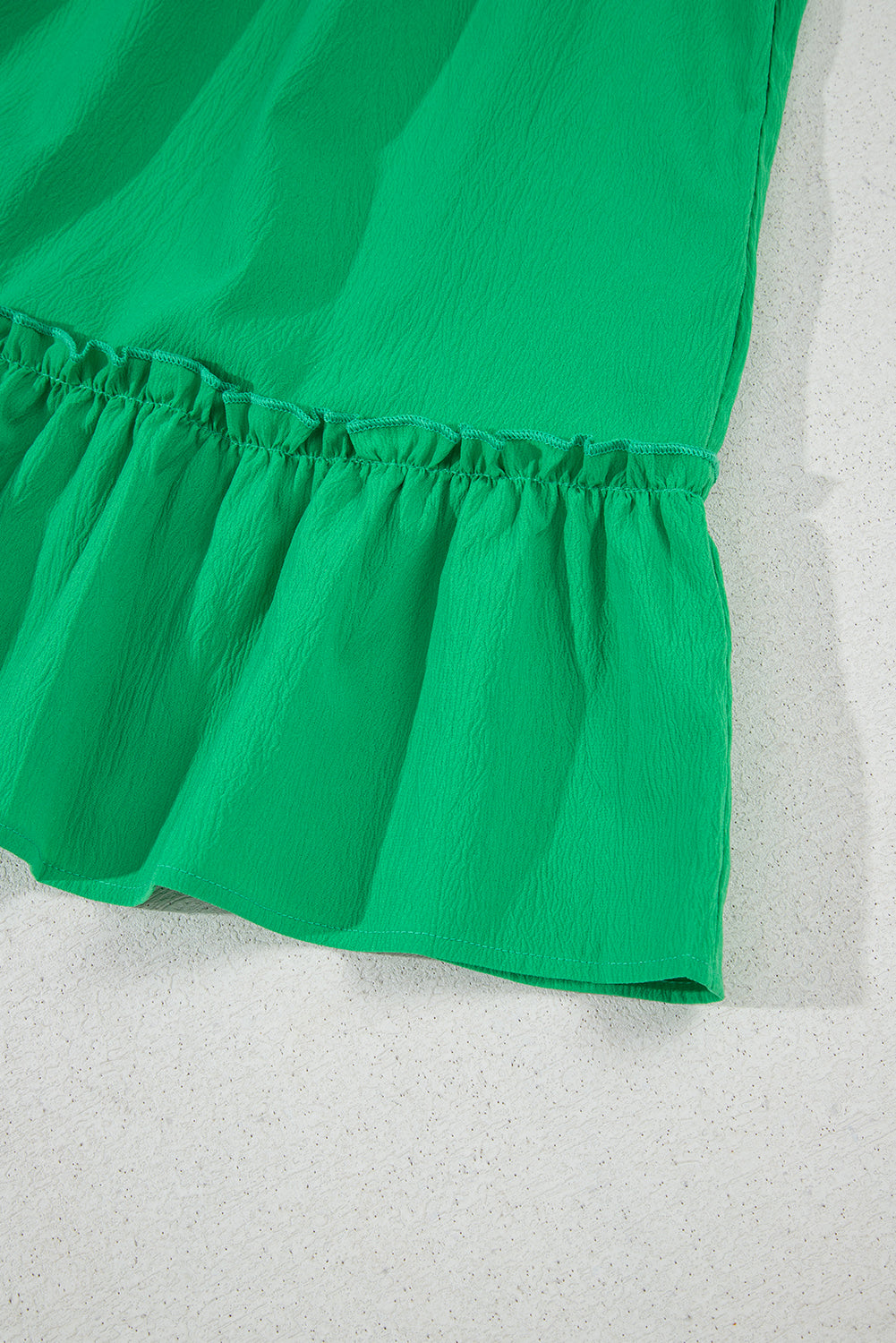 Bright Green Split V Neck Elastic Waist Ruffled Dress eAura