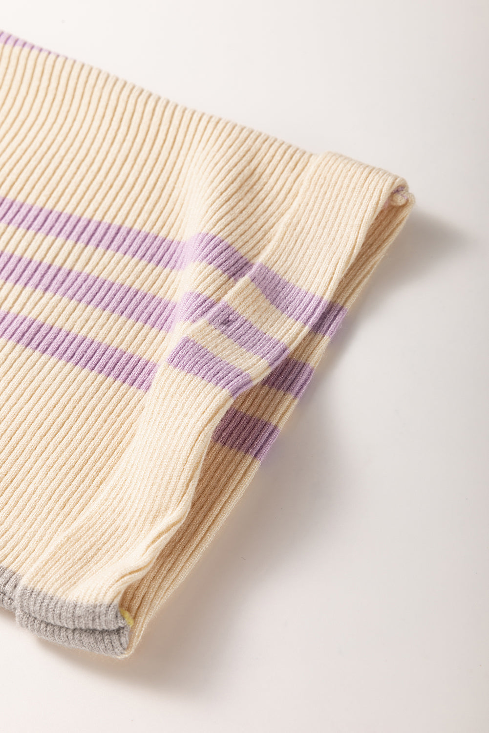 Purple Stripe Borderline Rib Knit Cuffed Dolman Sleeve Sweater eAura