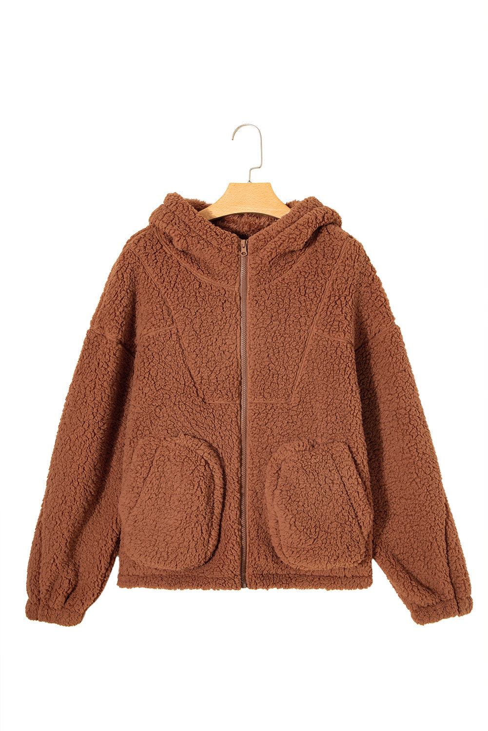 Zip-Up Hooded Sherpa Jacket - eAura
