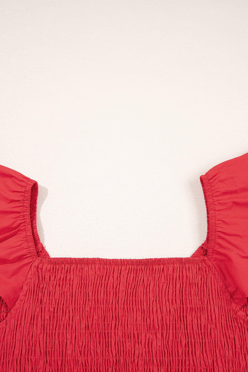 V Neck Flutter Sleeve Smocked Bodice High Waist Ruffle Maxi Dress eAura