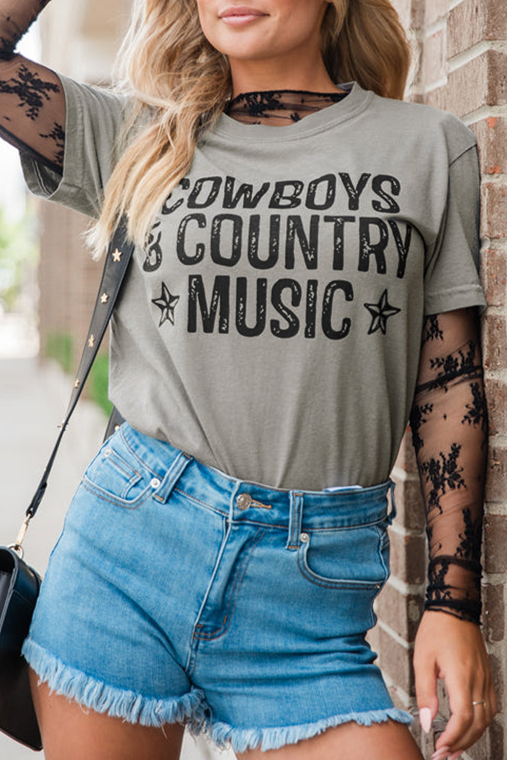 High Cowboys & Country Music Graphic Crew Neck T Shirt eAura