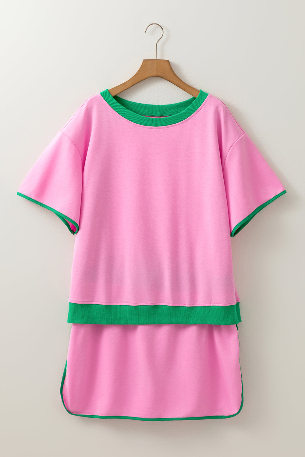 Plus Size Contrast Trim T-Shirt and Skirt Two Piece Co-ord Set Dear-Lover Dropshipping