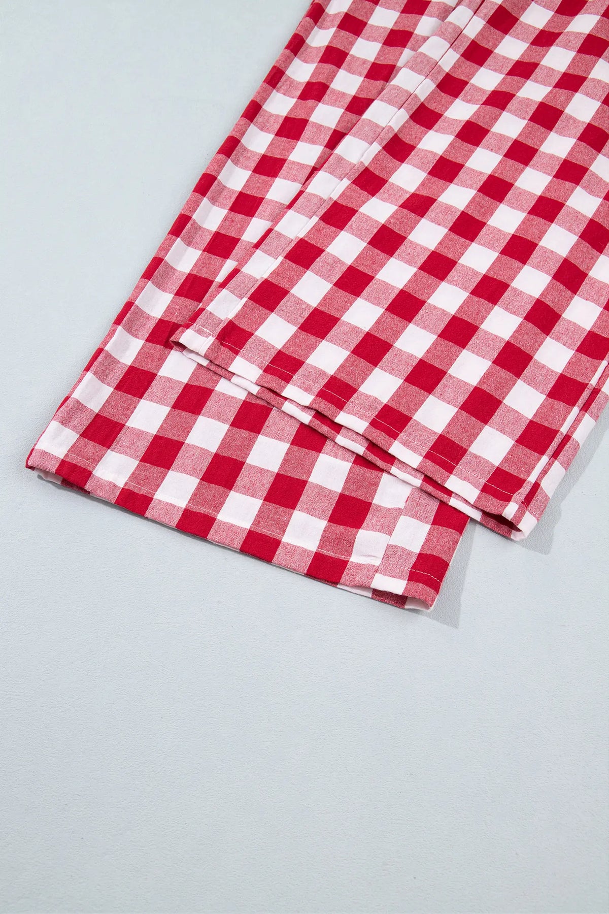 Tie Elastic Waist Shift Pants — Gingham Plaid