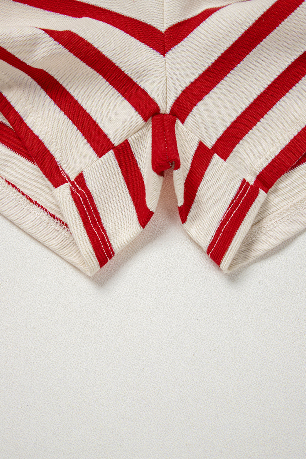 Red Stripe Lace-up Front Top and High Waist Shorts Set eAura