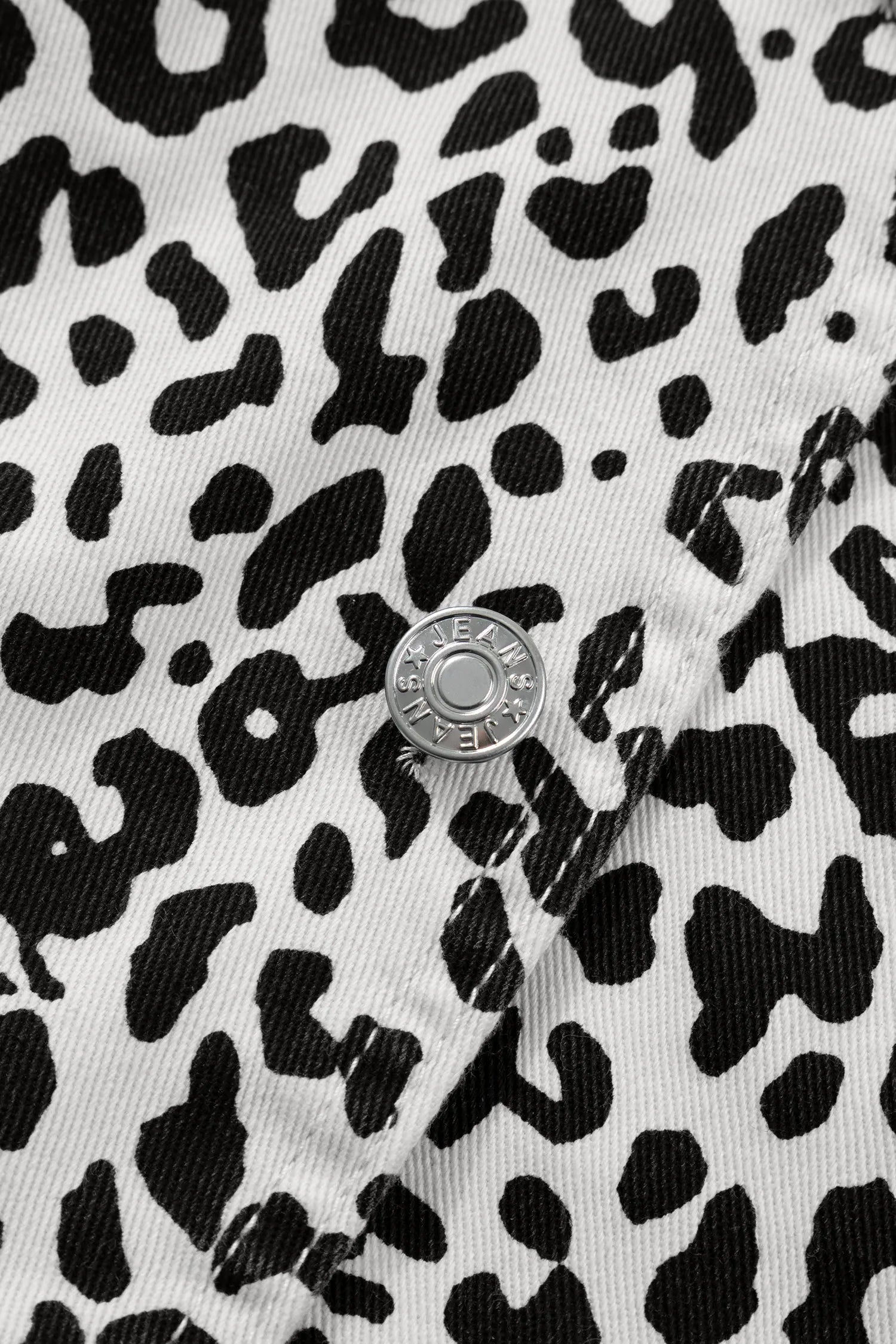 Black Leopard Print Button Overlap Denim Shorts