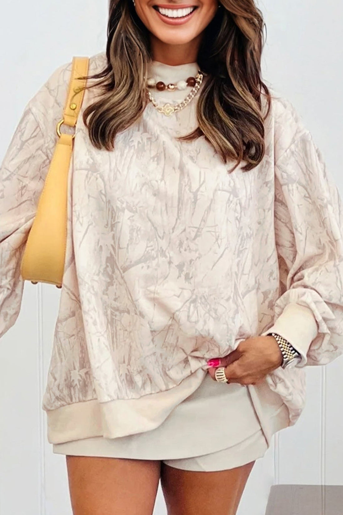 Camo Mock Neck Baggy Sweatshirt - eAura