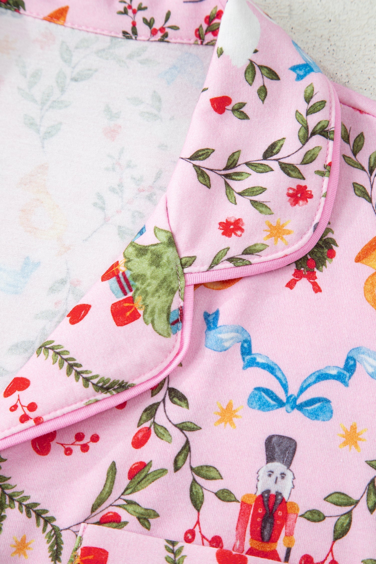 Nutcracker Doll Christmas Print Ribbon Tie Waist Short 2pcs Pajama Set - Loungewear & Sleepwear/Sleepwear