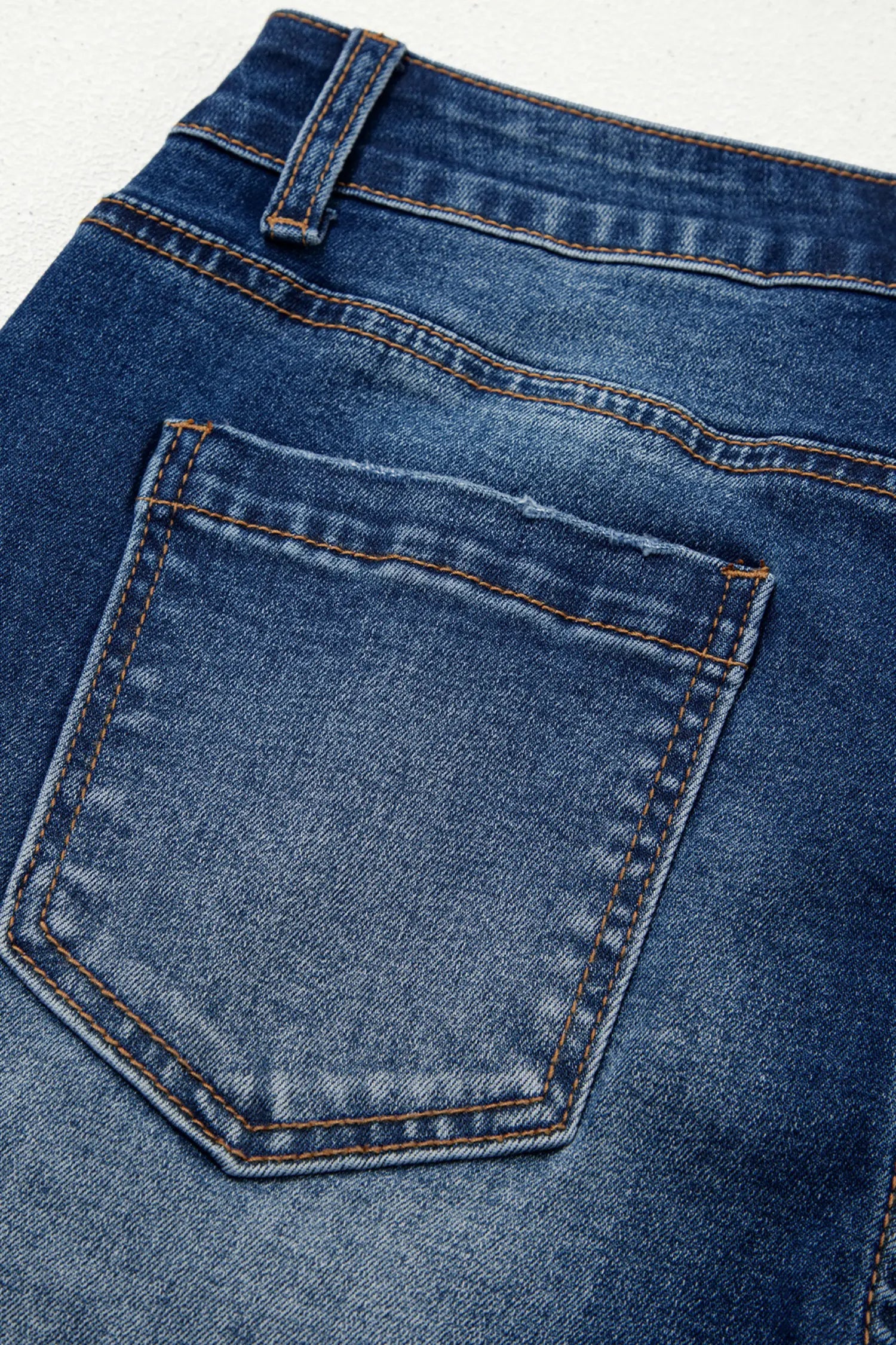 Sky Blue Chic Seam Detail Raw Hem Ankle Length Jeans