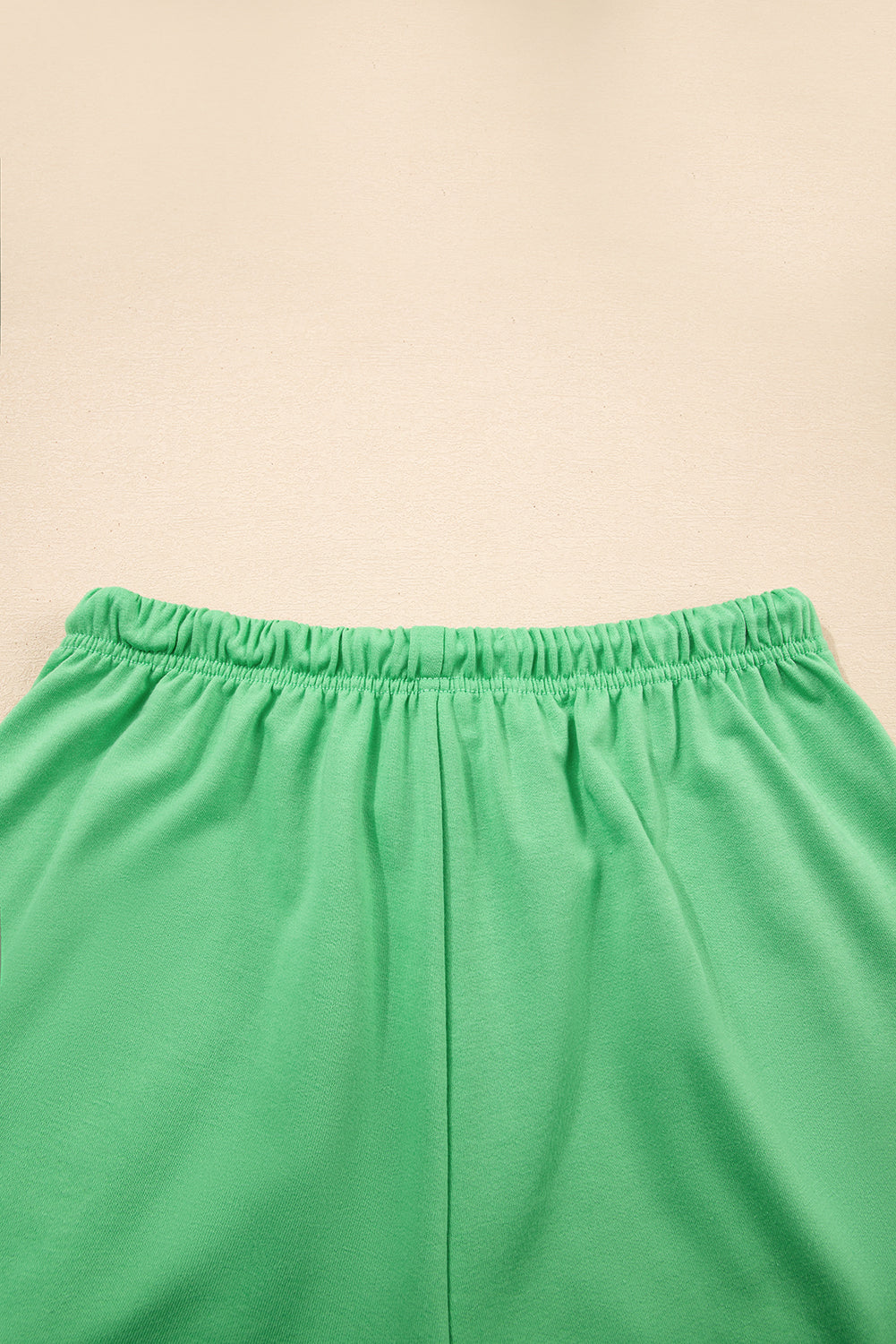 Mint Green V Neck Drop Shoulder Tee and Patchwork Drawstring Shorts Set eAura