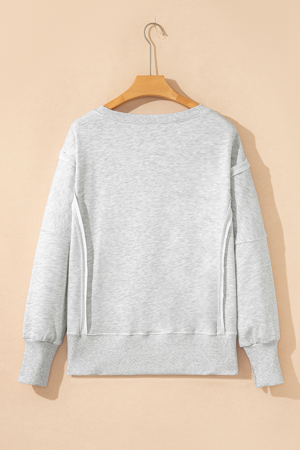Grey Faded Varsity Print Loose Pullover Top - Tops/Sweatshirts & Hoodies
