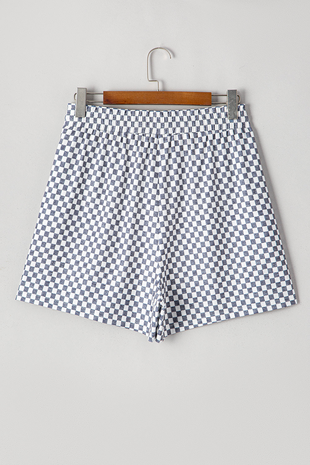 Grey Checkerboard Lace-Up High Waist Plus Size Casual Shorts - BB Fashion Outlet