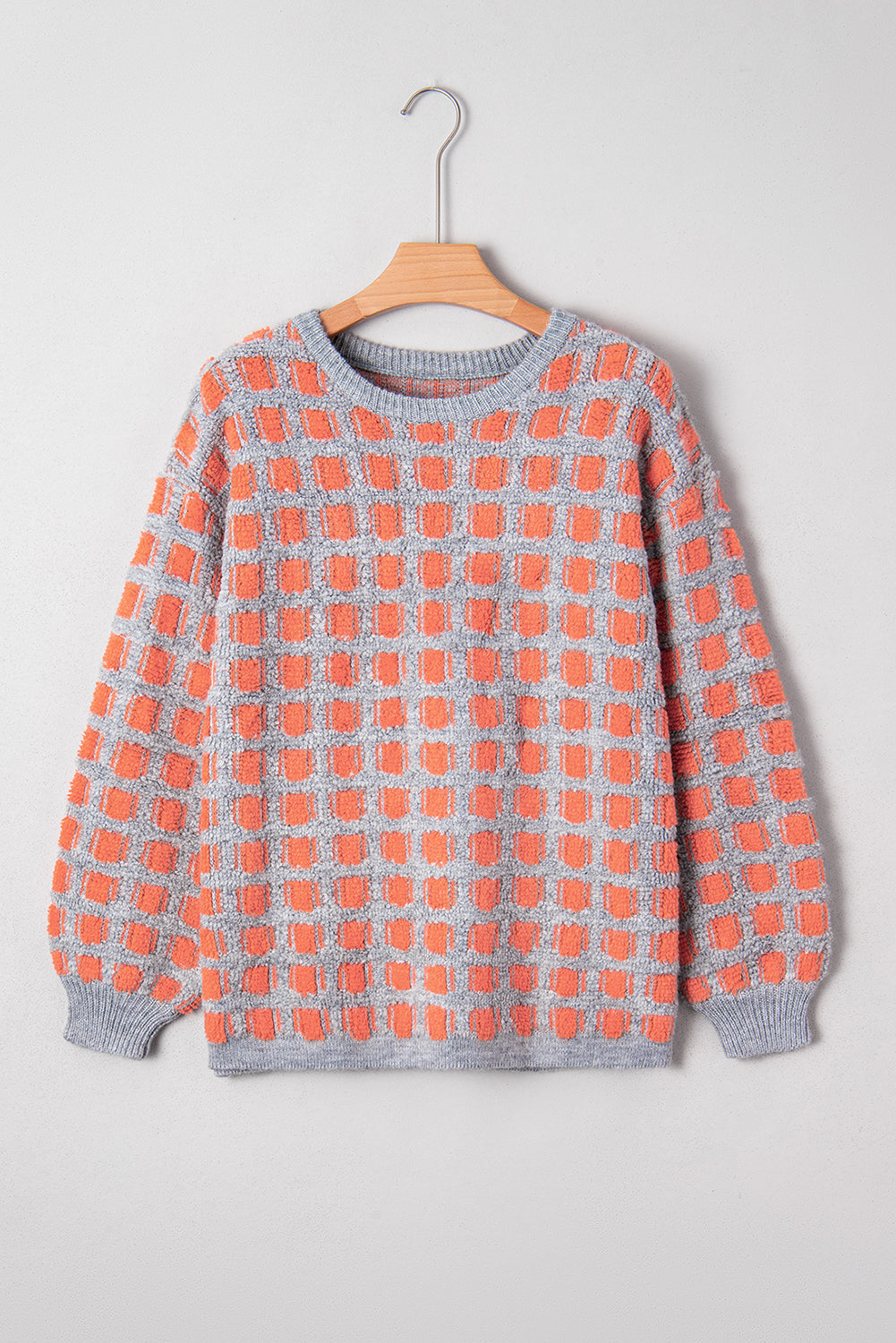 Pink Checkered Oversized Side Slit Sweater - eAura