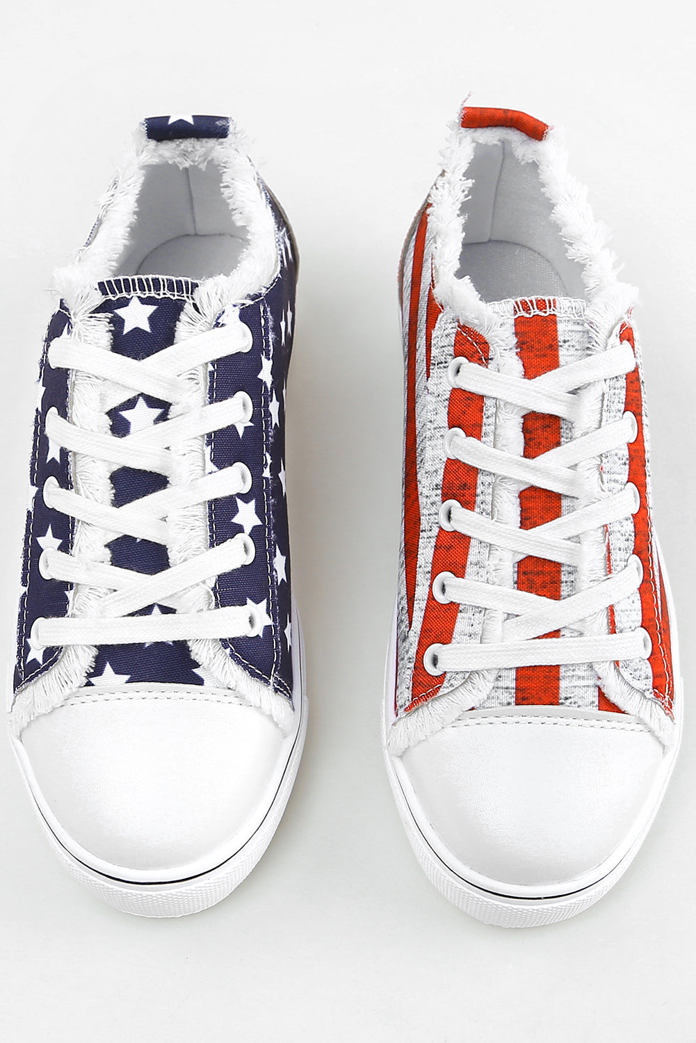Blue American Flag Lace-up Canvas Flat Shoes BB Fashion Outlet