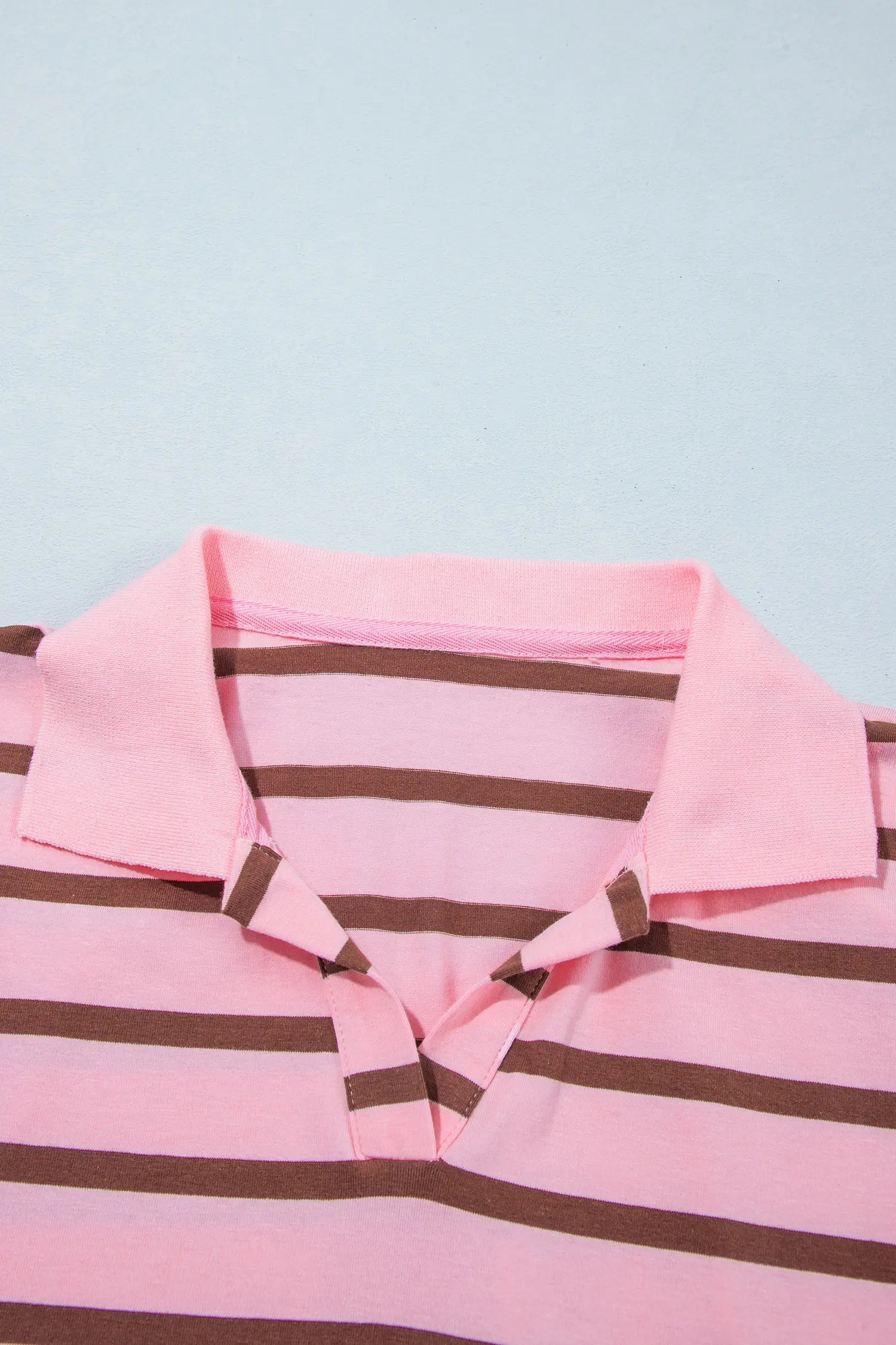 Striped Long Sleeve Collar Shift Top – Pink Stripe