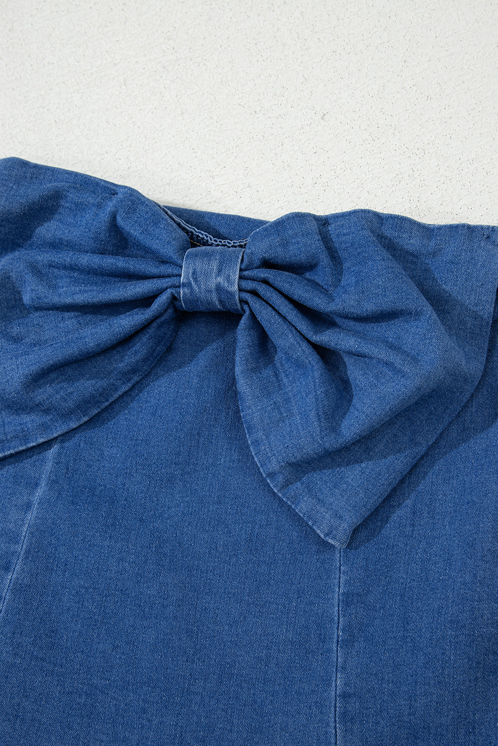 Sail Blue Vintage Bow Front Smocked Back Denim Tube Top eAura