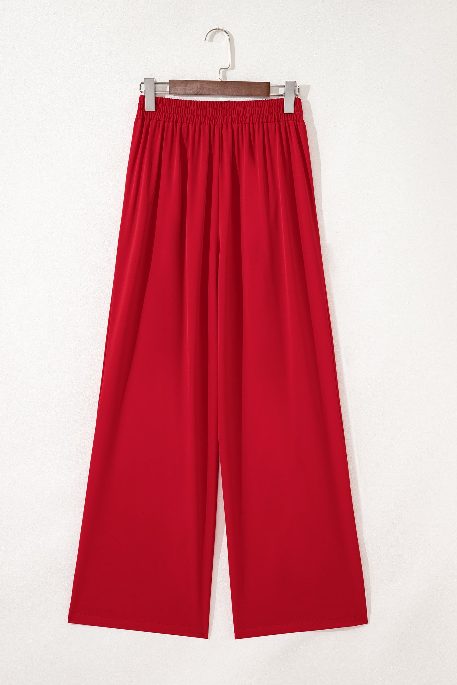 Pleated Detail Elastic High Waist Straight Trousers - eAura