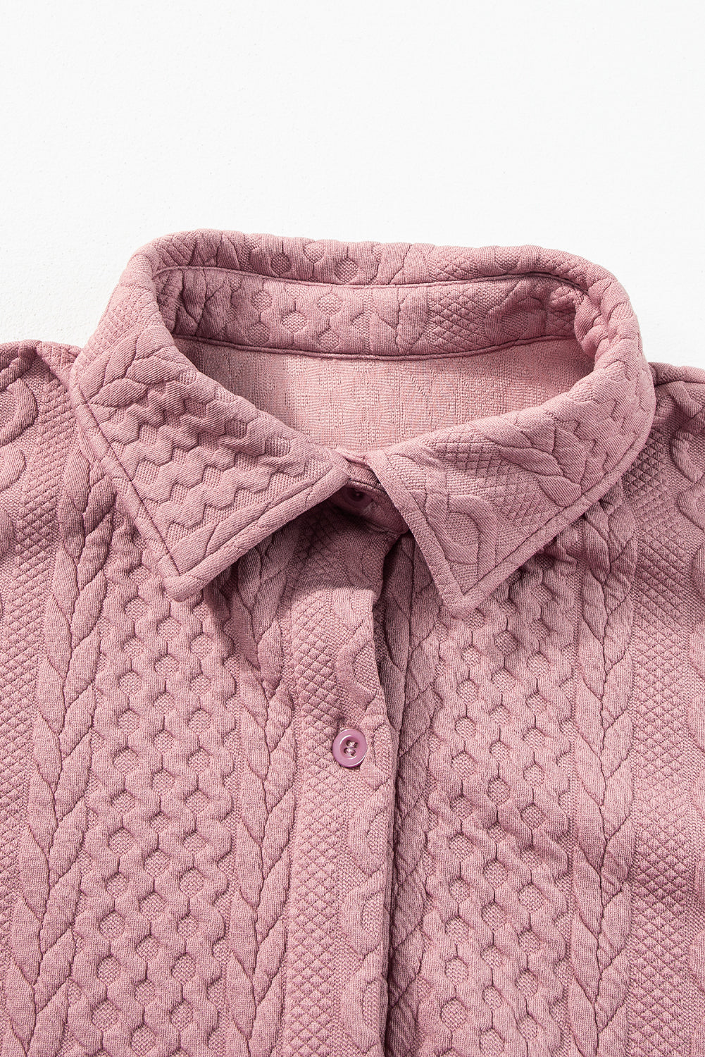 Cable Texture Puff Sleeve Loose Shacket - eAura