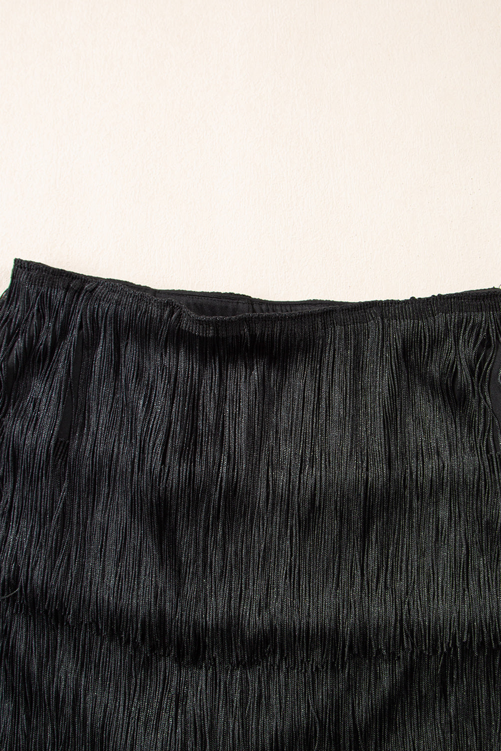 Black Tiered Fringe Trimmed Mini Skirt eAura