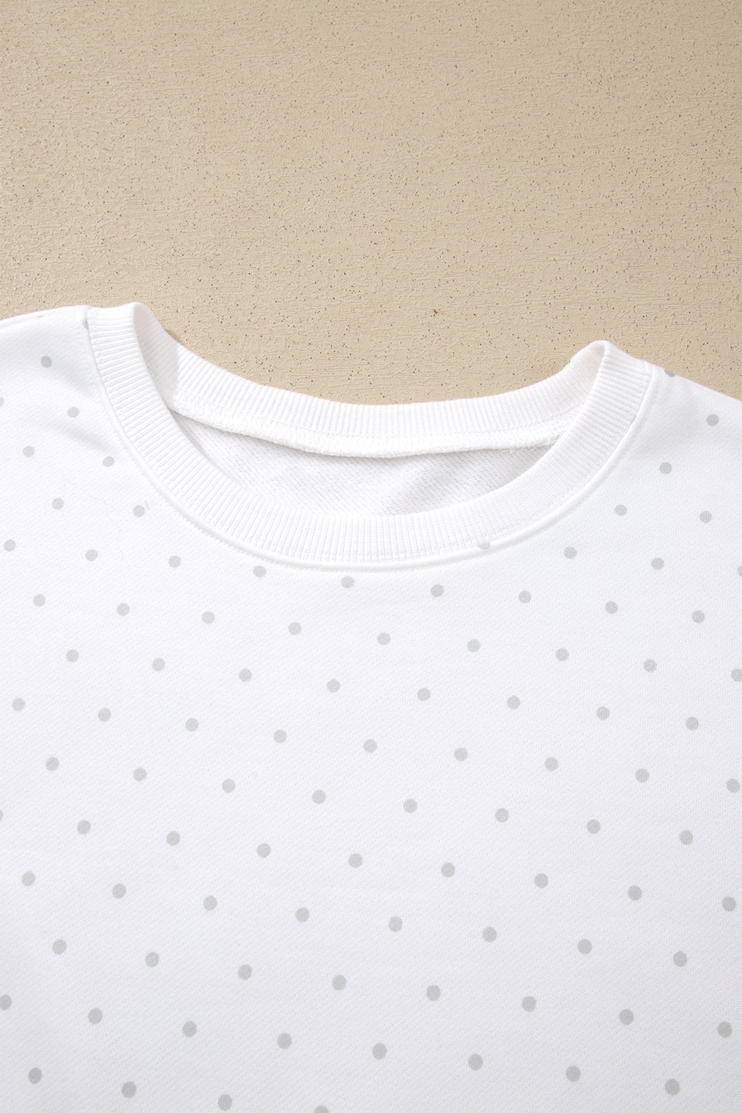 Polka Dot Print Side Stripe Detail Casual Sweatshirt 2pcs Short Set – White