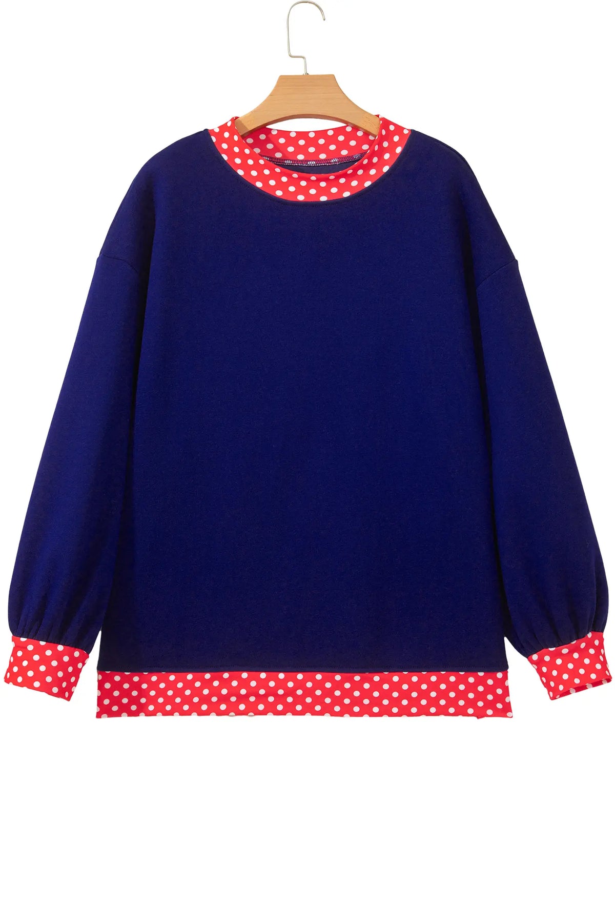Colourblock Polka Dot Contrast Trim Oversized Sweatshirt – Dark Green