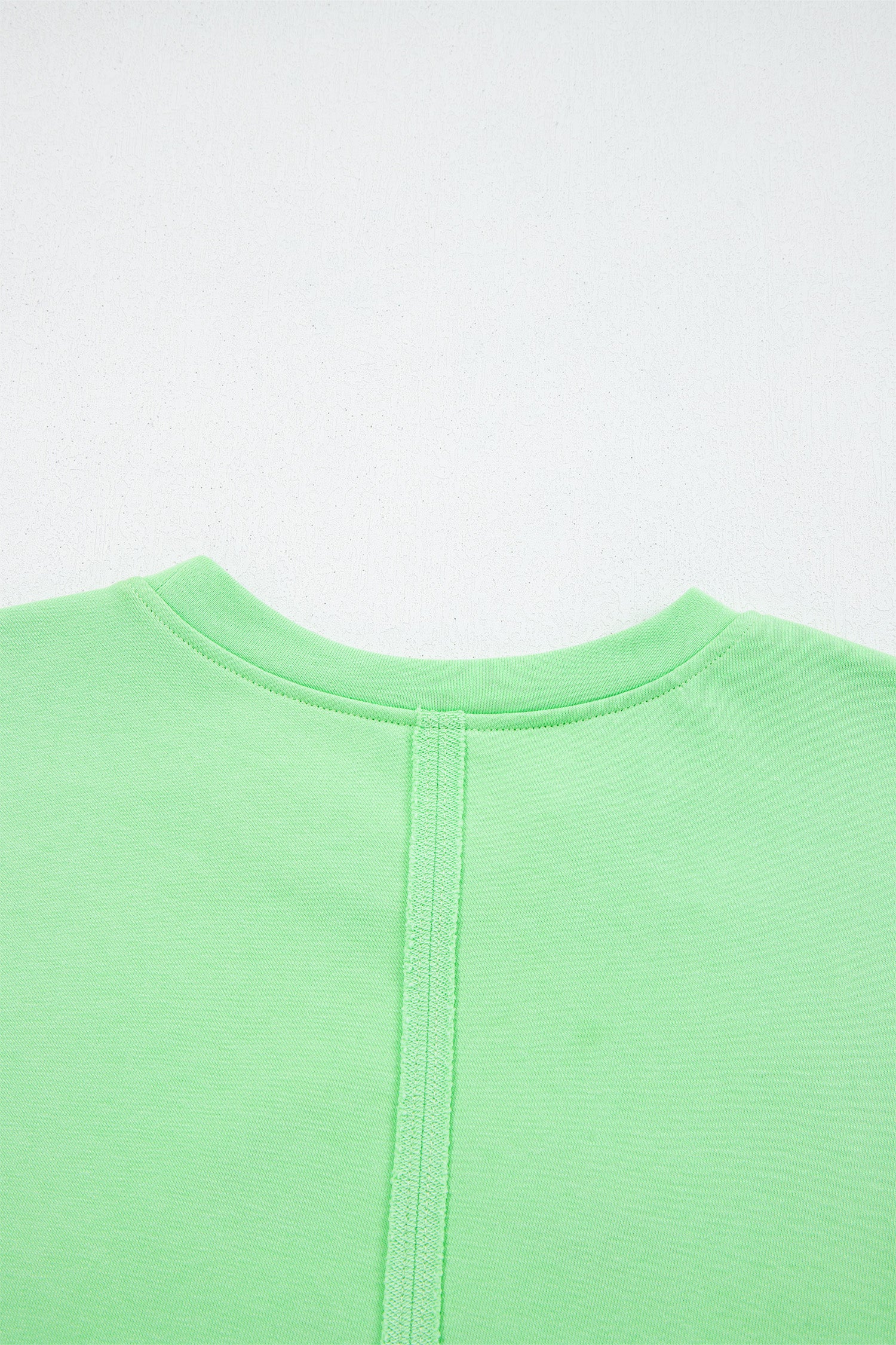 Crab Embroidered Patch Loose Round Neck Tee – Bright Green
