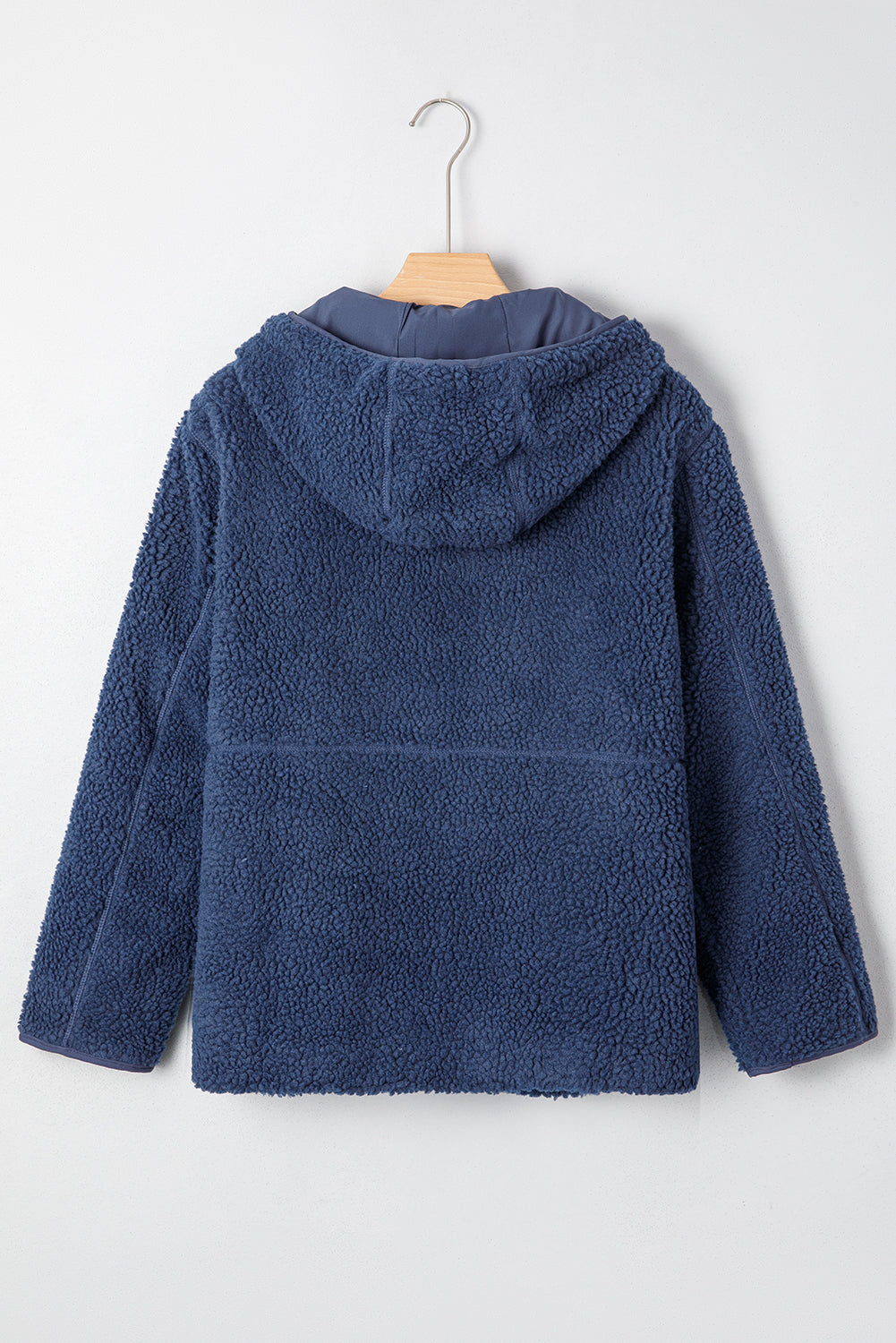 Fleece Zip Up Drawstring Hooded Pocketed Jacket