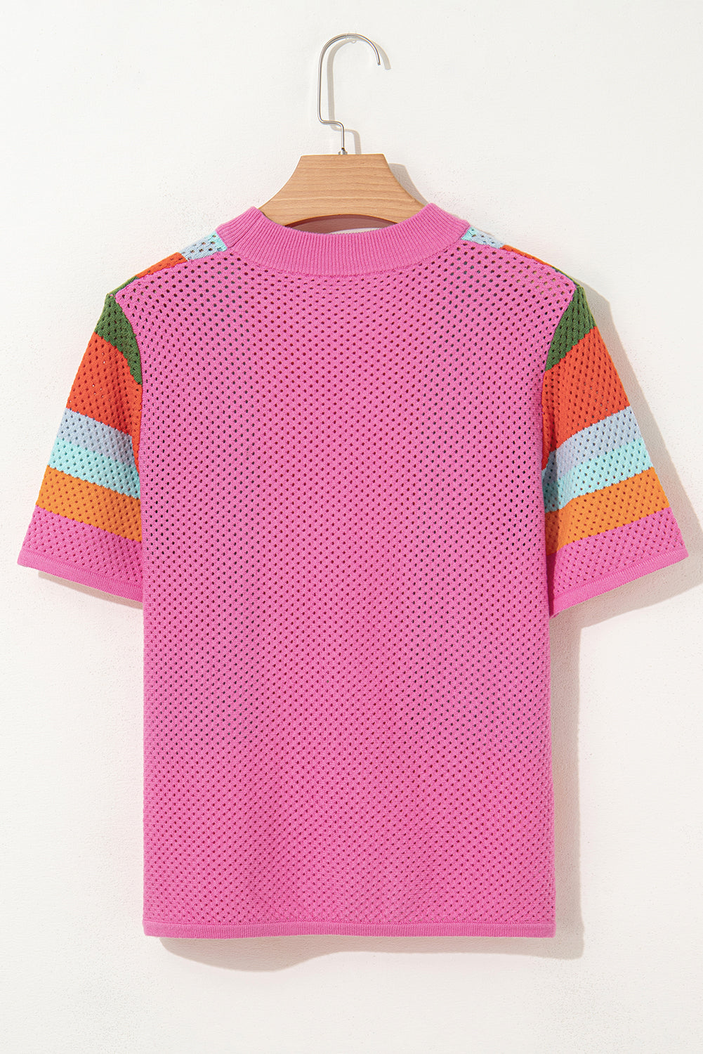 Orange Color Block Eyelet Casual Sweater T Shirt Dear-Lover Dropshipping