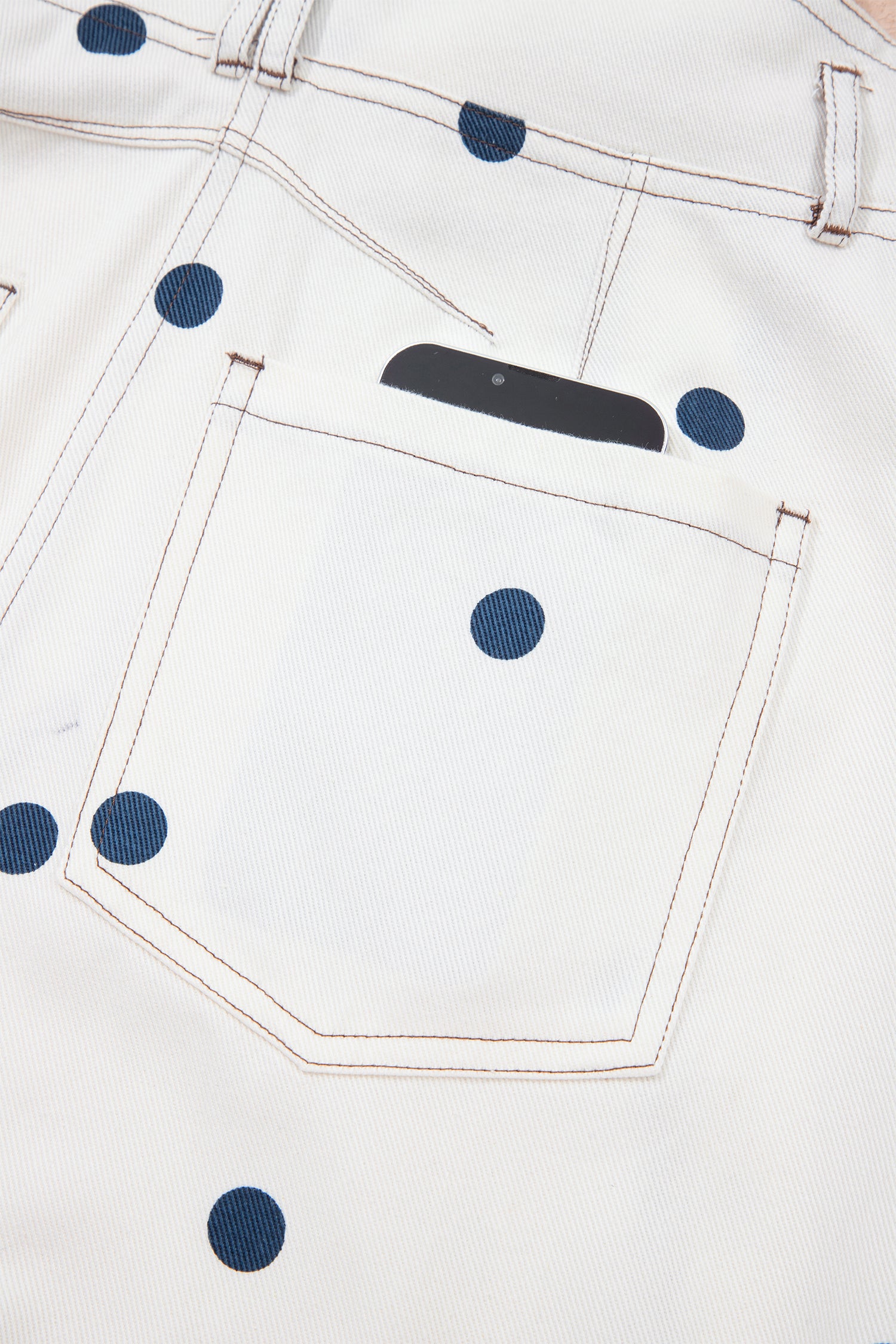 Polka Dot Print Bib Pocket Denim Barrel Overalls