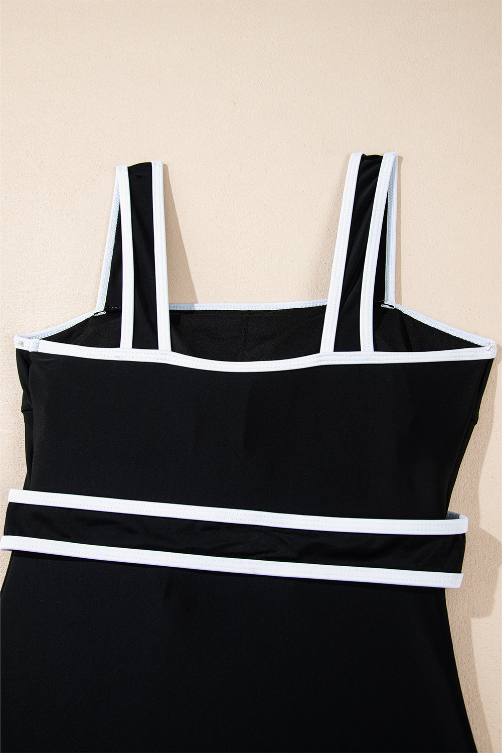 Black Colourblock Edge Belted One Piece Swimsuit eAura