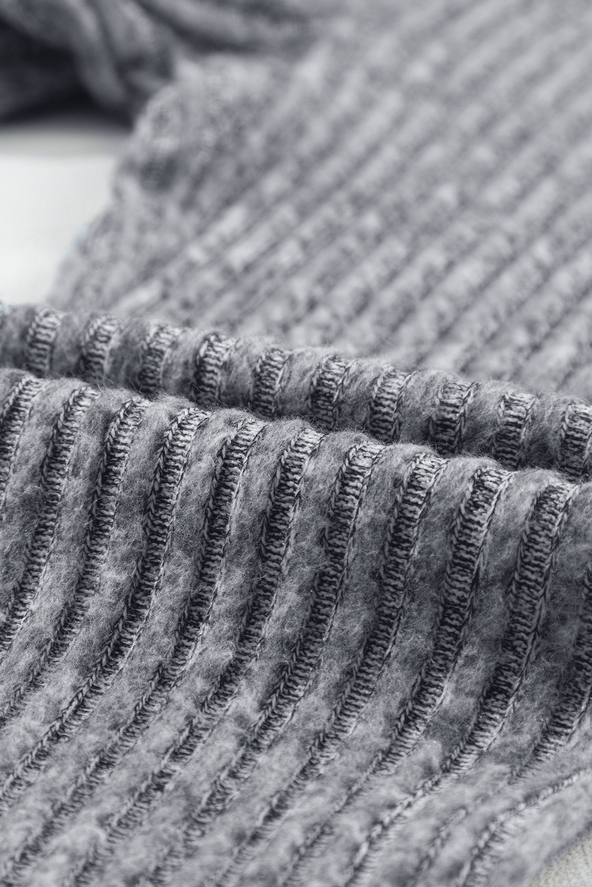 Grey Wide Waistband Ribbed Textured Knit Leggings Beagle Boutique Fashion Outlet