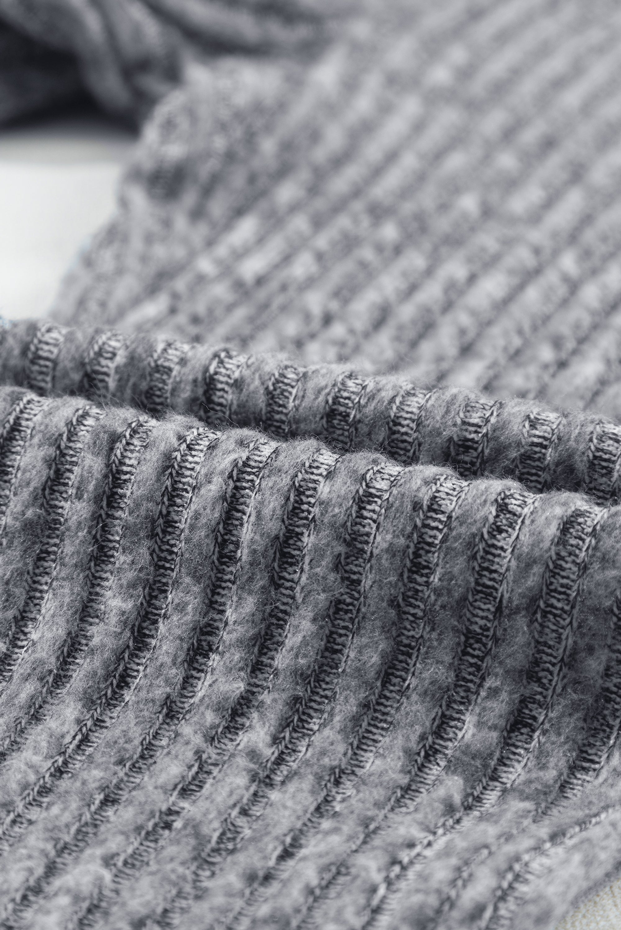 Grey Wide Waistband Ribbed Textured Knit Leggings Beagle Boutique Fashion Outlet