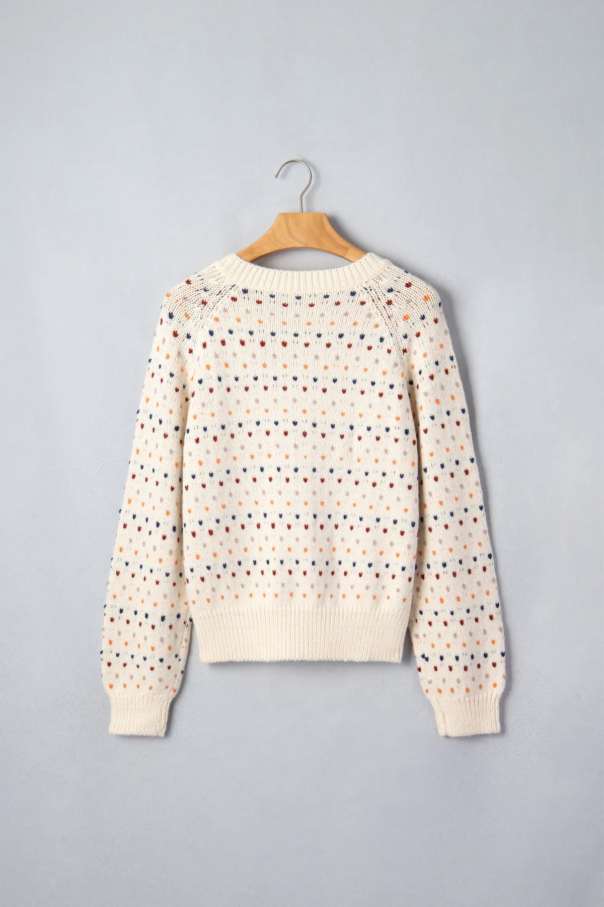 Geometric Print Button Front Long Sleeve Regular Fit Cardigan – Beige