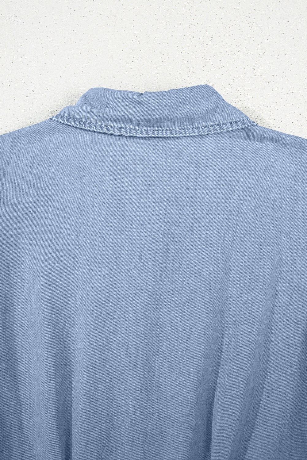 Myosotis Denim Pleated Slim Waist Short Sleeve Shirt Dress eAura