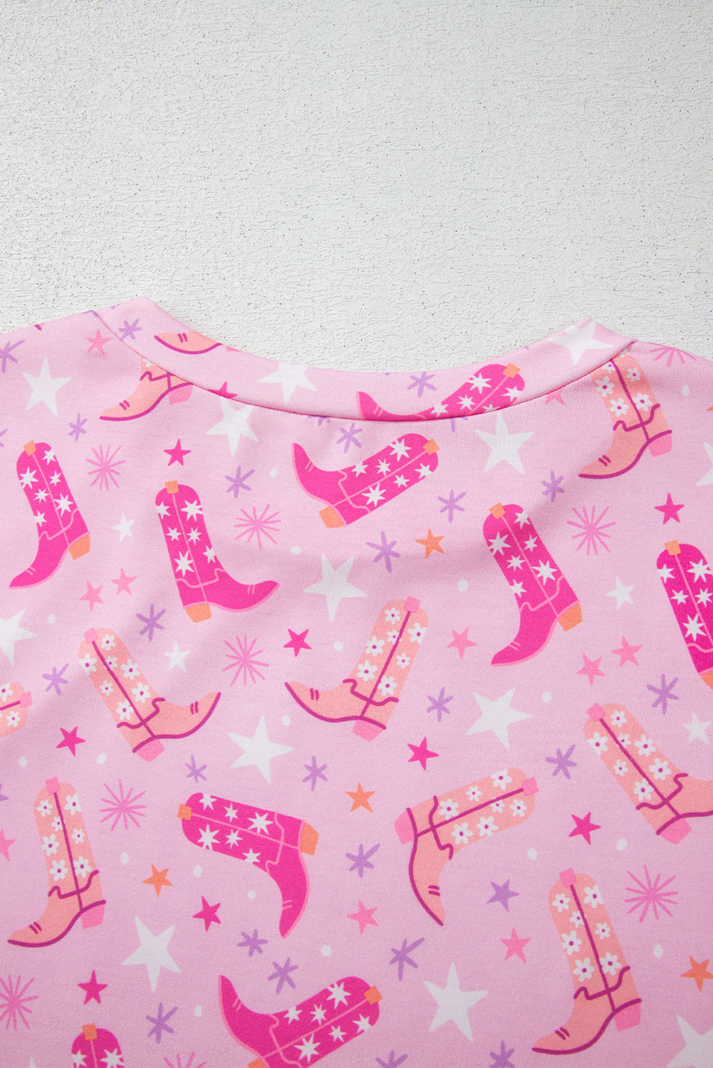 Pink Western Boots Printed Short 2pcs Lounge Set eAura