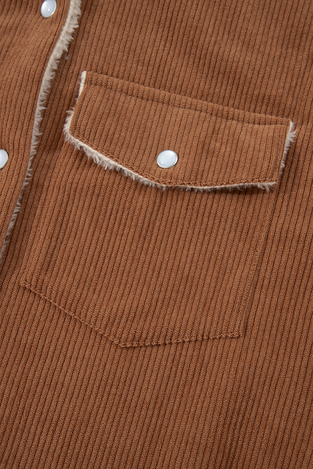 Cinnamon Fleece Lined Buttoned Flap Pockets Corduroy Jacket eAura